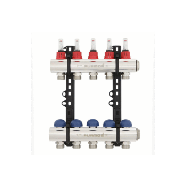 Distribuitor cu debitmetre Purmo Object Line 1″ 7 cai