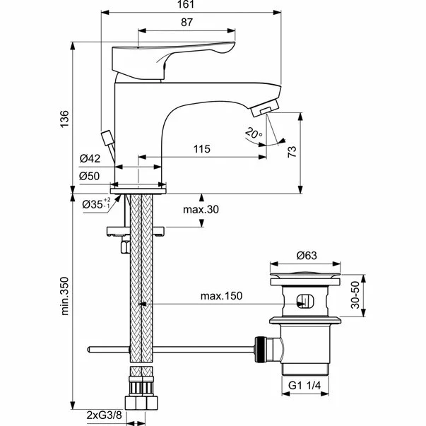Baterie lavoar Ideal Standard Alpha imagine 2
