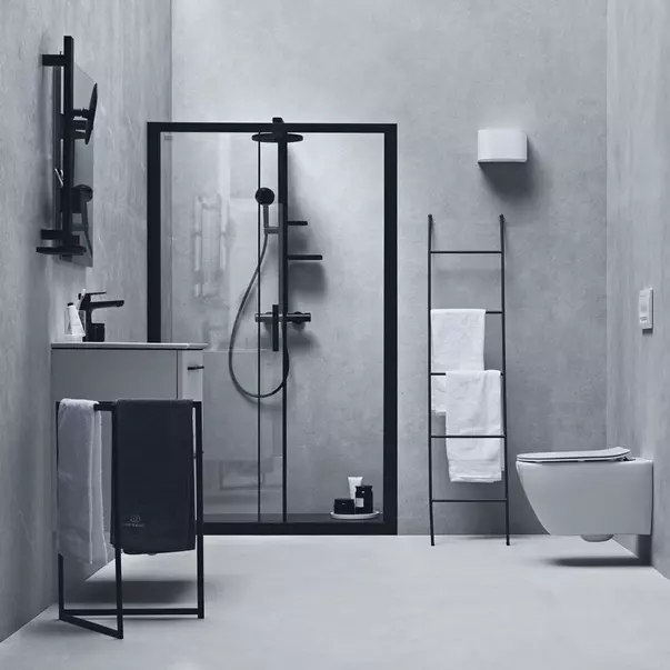 Coloana de dus cu baterie termostatata negru mat Ideal Standard Alu+ imagine 12