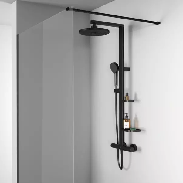 Coloana de dus cu baterie termostatata negru mat Ideal Standard Alu+ imagine 9