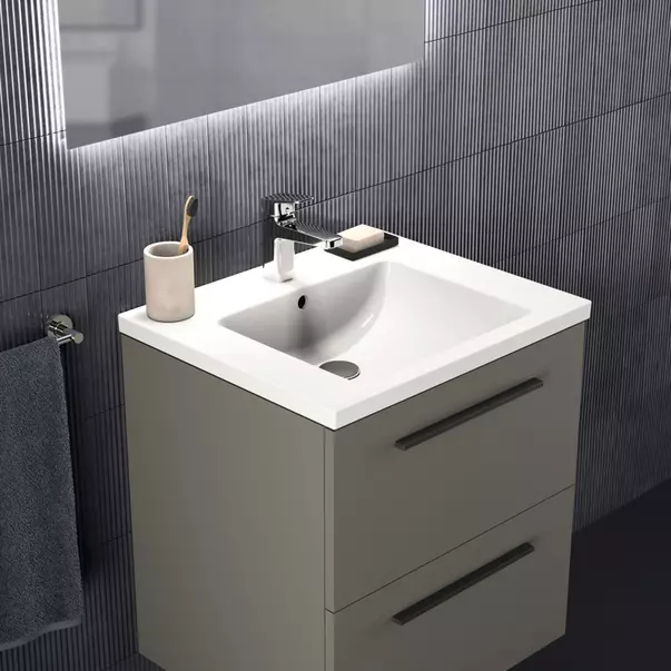 Dulap baza suspendat Ideal Standard i life B gri quartz mat 2 sertare 60 cm imagine 8
