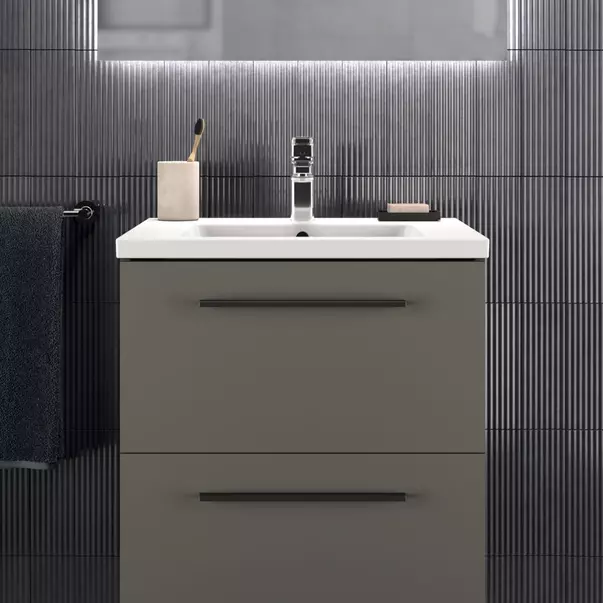 Dulap baza suspendat Ideal Standard i life B gri quartz mat 2 sertare 60 cm imagine 7