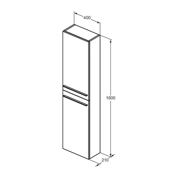 Dulap inalt suspendat Ideal Standard i life S finisaj stejar 40 cm 2 usi imagine 5