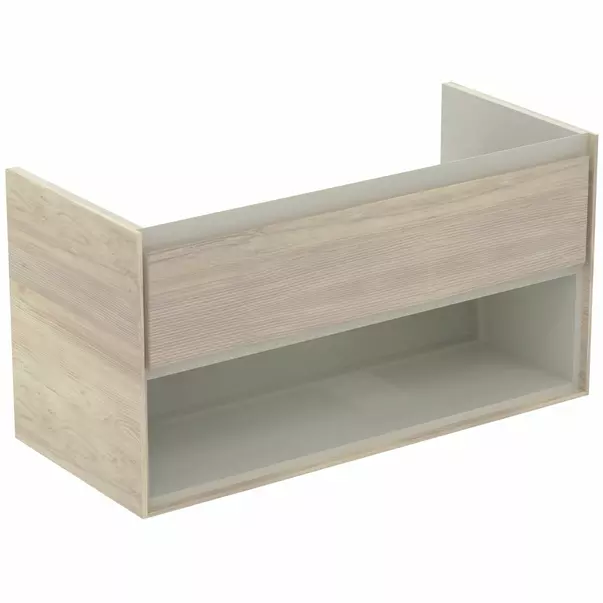 Dulap suspendat pentru lavoar maro deschis lemn Ideal Standard Connect Air 100 cm cu spatiu depozitare