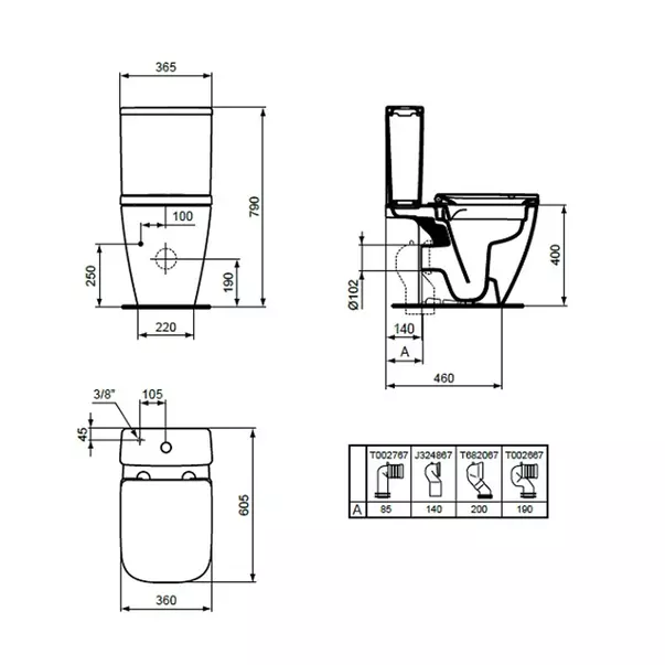 Rezervor pe vas WC Ideal Standard I life S cu alimentare inferioara imagine 2